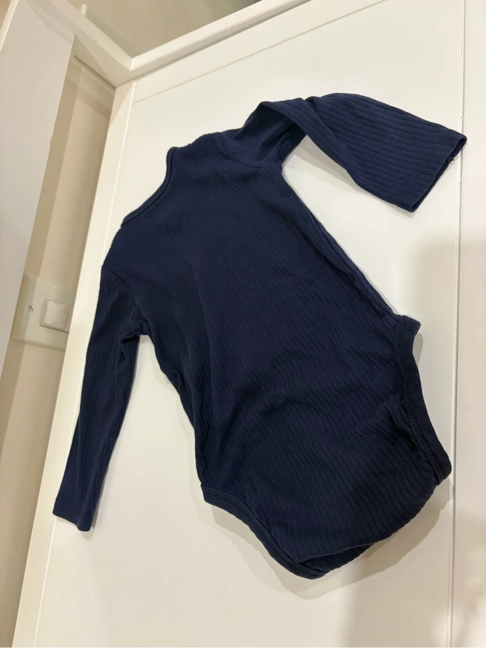 H&M Navy Ribbed Long-Sleeve Baby Bodysuit